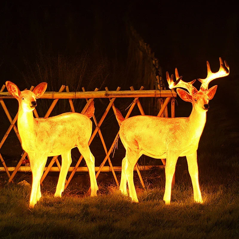 Outdoor Light-Emitting Large Animal Sika Deer Lamp Courtyard Modeling Landscape Lighting Lamp