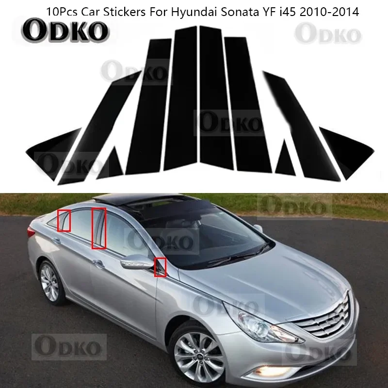 

10Pcs/Set Carbon Fiber Car Window Door Column B C Pillars Post Cover Trim Mirror Stickers For Hyundai Sonata YF I45 2010-2014