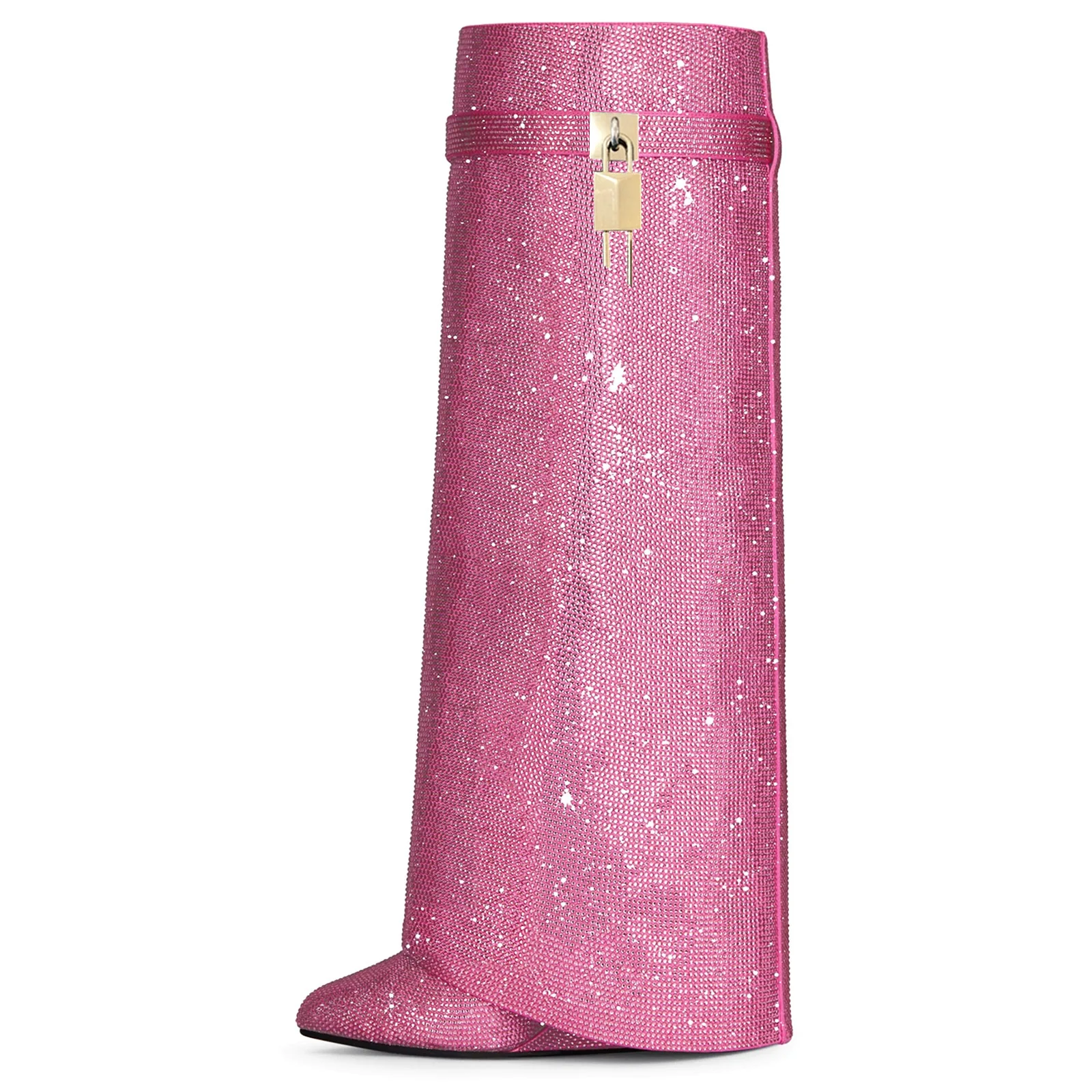 Original Designer Marke Hohe Qualität Herbst Winter Neue Strass Spitze Keilabsatz Große Größe High Heel Stiefel für Frauen – Detail 10