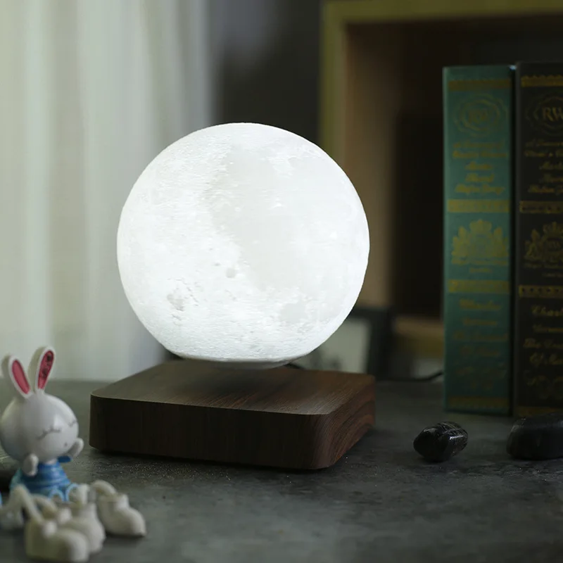 New 3D Printing LED Night Light Creative Touch Magnetic Levitation Moon Lamps 3 Colors Rotating Floating Atmosphereesk Lamp Gift