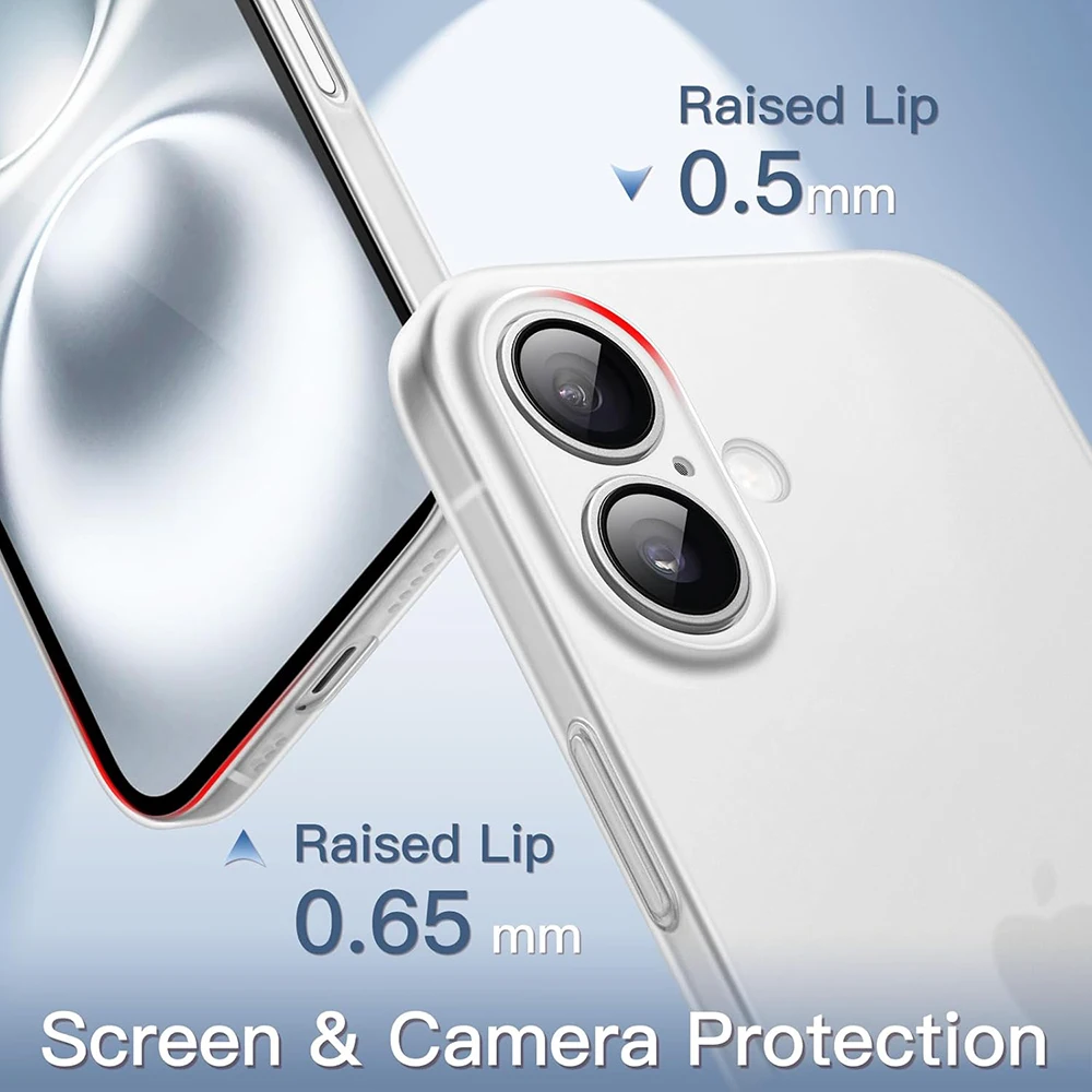 0.3mm Ultra Thin Case For iPhone 16E 16 15 14 Pro Max Plus Transparent Matte Back Hard Cover Frosted Anti-Fingerprints PP Shell