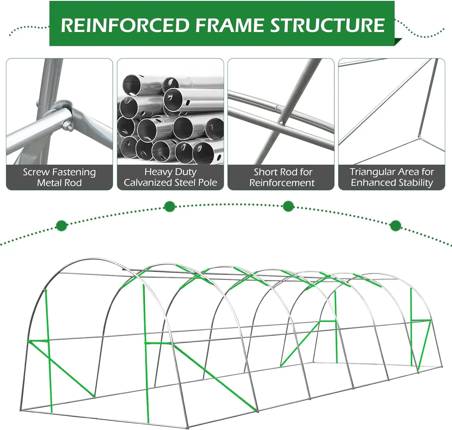 Imagem -04 - Grande Estufa para Jardinagem Estufa Casa Quente de Plantas Portátil Andando na Tenda do Túnel Casa Verde para o Inverno Exterior 26x10x7