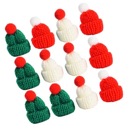 24 Pcs Woolen Beanie Hat Ornaments Mini Christmas Knitting Hats Lollipop Yarn Xmas