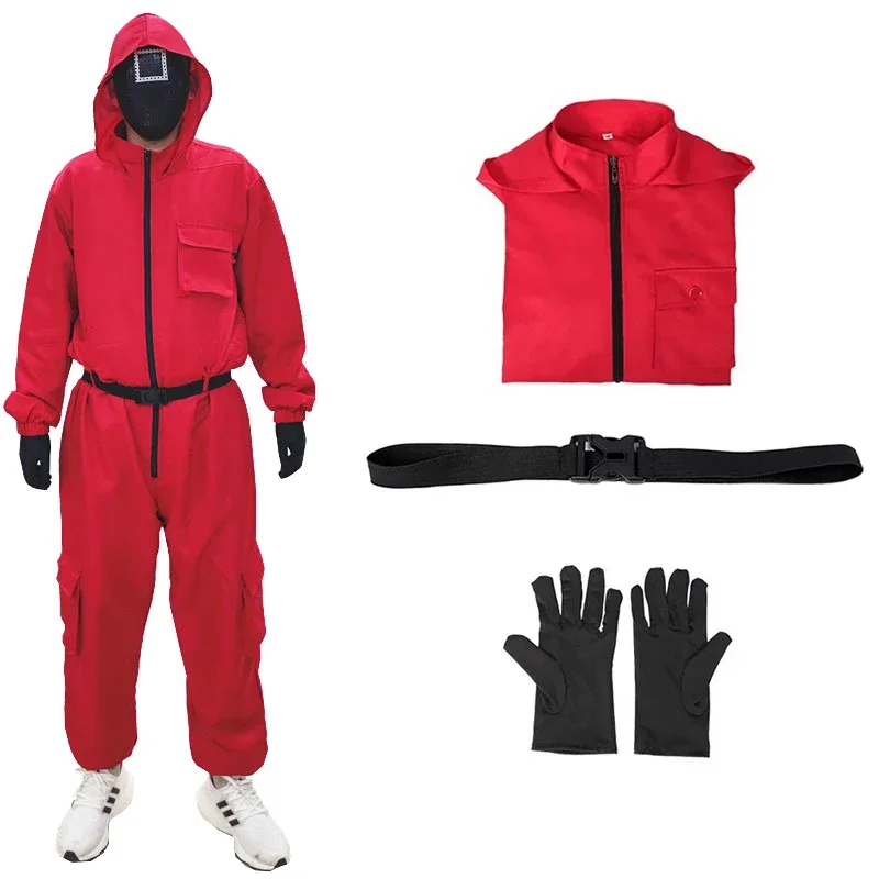 Costumi classici Cosplay Abbigliamento sportivo rosso Giocattoli Accessori per calamari Spettacoli per feste Set completo di maschere Regali Oggetti di scena
