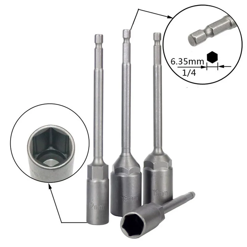 150mm Deep Nut Driver Bits Set Impact Socket 1/4\