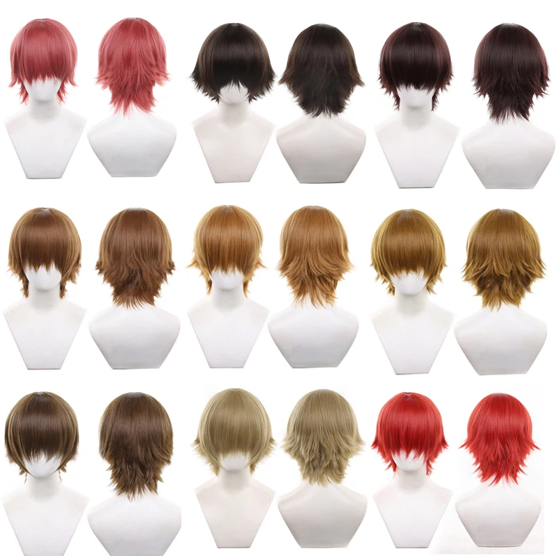 

Аниме 30 см короткий прямой парик для косплея термостойкие синтетические волосы парики для Хэллоуина