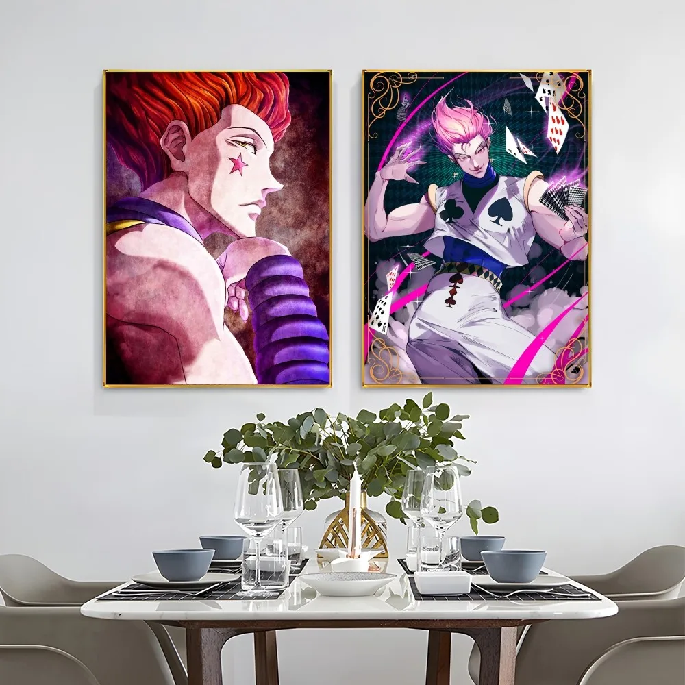 1PC Anime Hunter X Hunter Hisoka Poster Self-adhesive Art Waterproof Paper Sticker Coffee House Bar Room Wall Decor