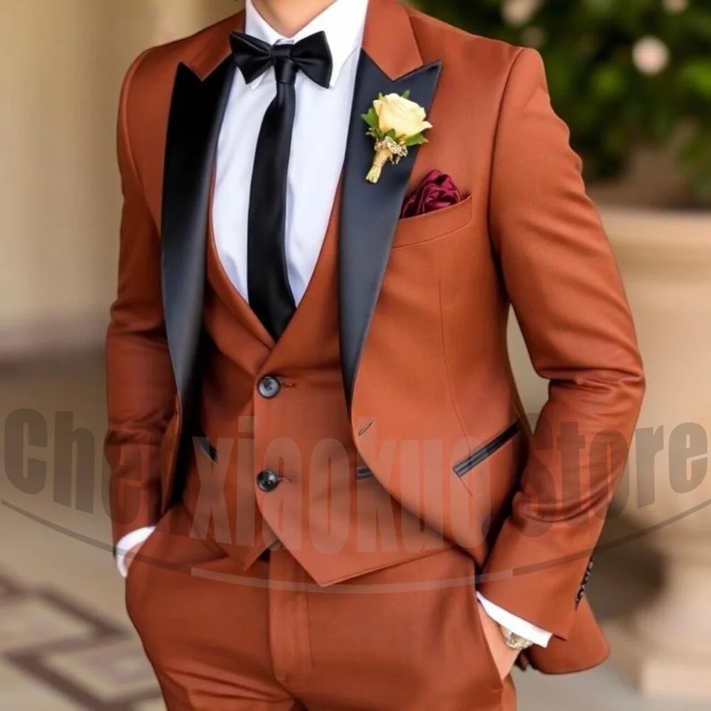 

Men's Suit 3 Piece Set Elegant Formal Peak Lapel Wear for Groom Wedding Party Prom Fashion Male Suit (Blazer+Vest+Pants)