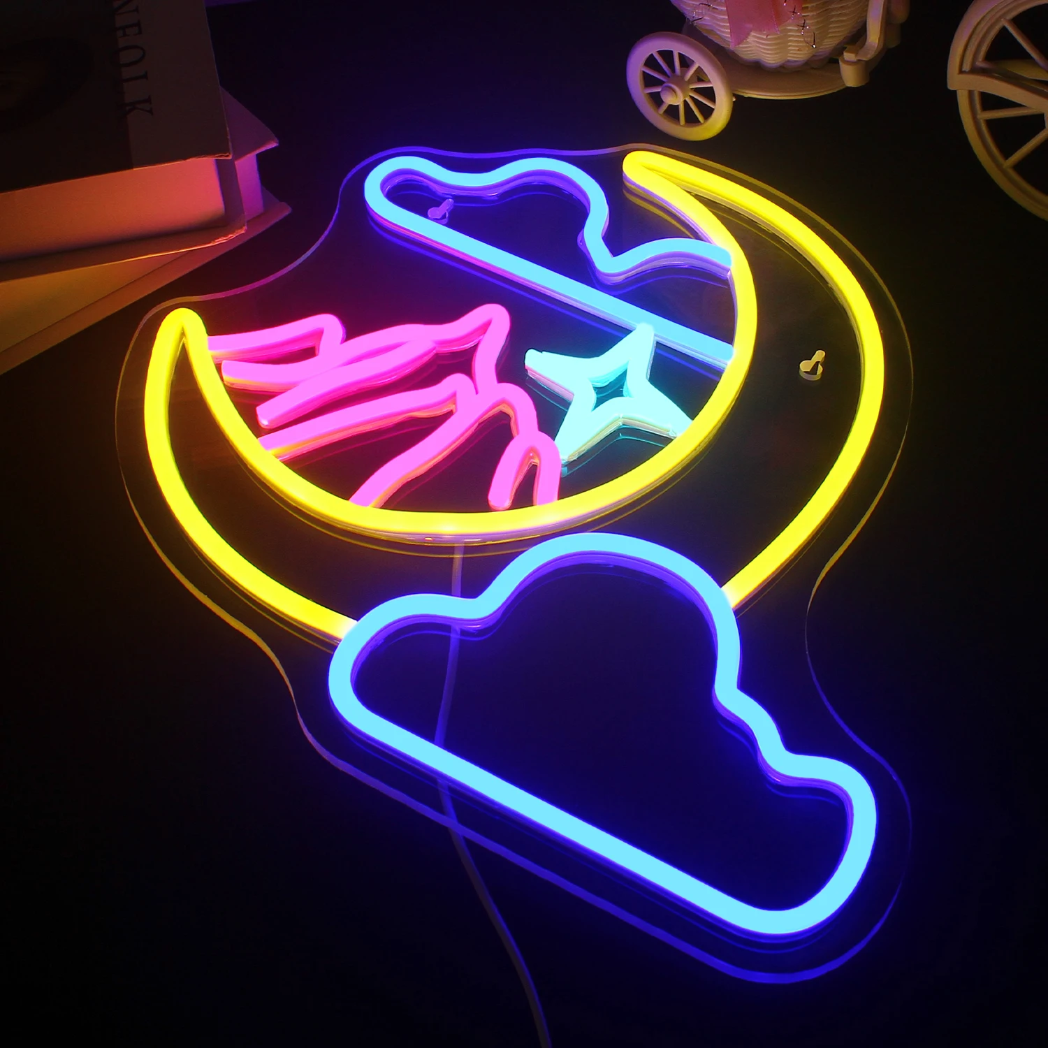 Moon Cloud Neon Signs LED Cloud Neon Light for Wall Decor USB Powered Bedroom Neon for Birthday Party Bar Living Room Kids Gift