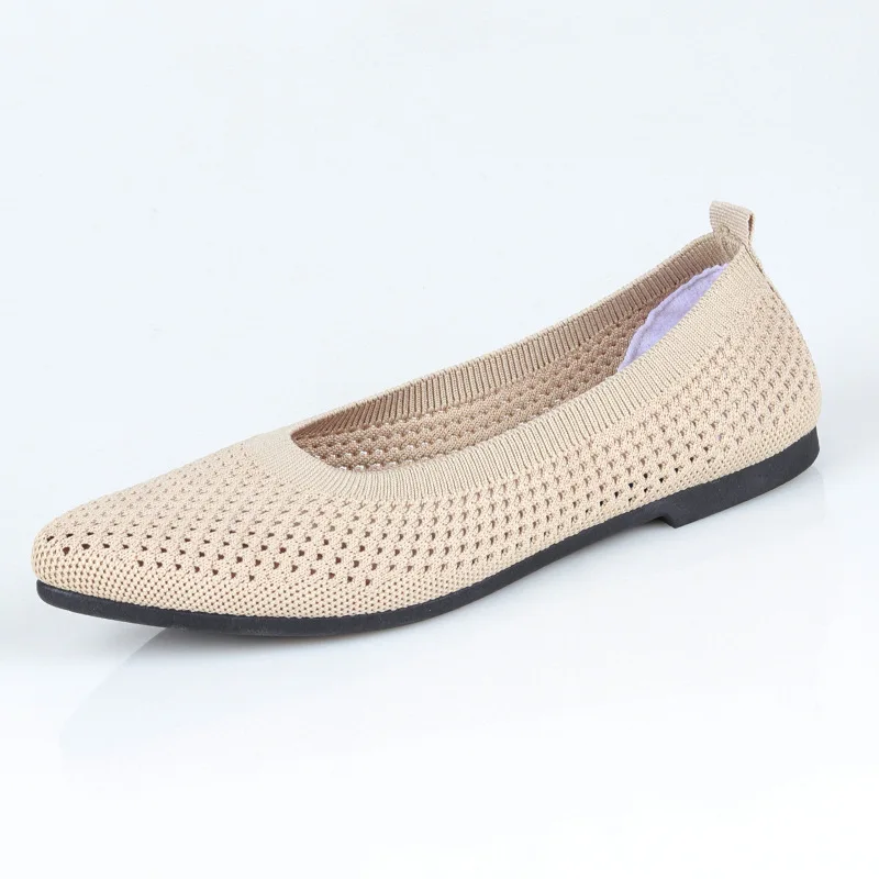 Chaussures respirantes à talon plat pointu pour femmes, semelle souple, chaussures simples décontractées, chaussures creuses pour femmes, nouveau document solide, printemps et été