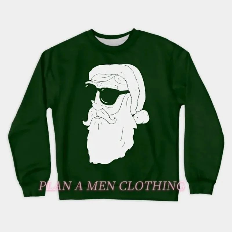 

Santa Claus Print Men SingleCrewneck Sweatshirt Hoodie Comfortable Pullover Round Neck Casual Sweatshirt Men Crewneck Sweatshirt