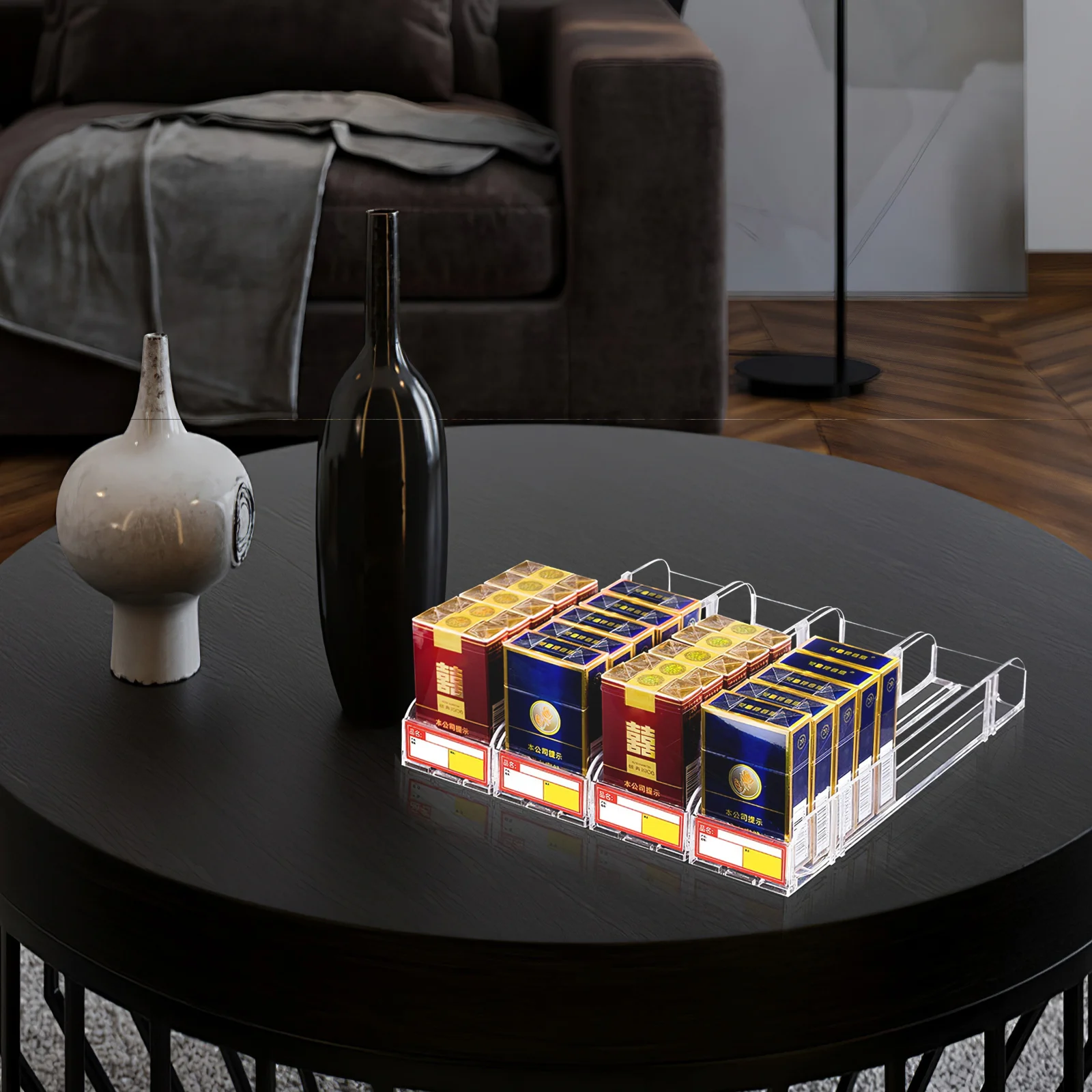 

4 Pcs Smoke Displays Organizer Display Auto Cigarette Rack Shelf Holder Plastic Cigarette Rack Storage Solution
