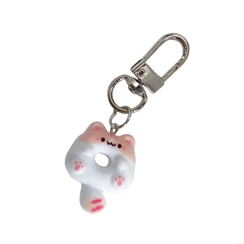 G7NC đáng yêu Mặt dây chuyền bánh rán động vật Chuỗi khóa Keyring Túi Keyring Phụ kiện