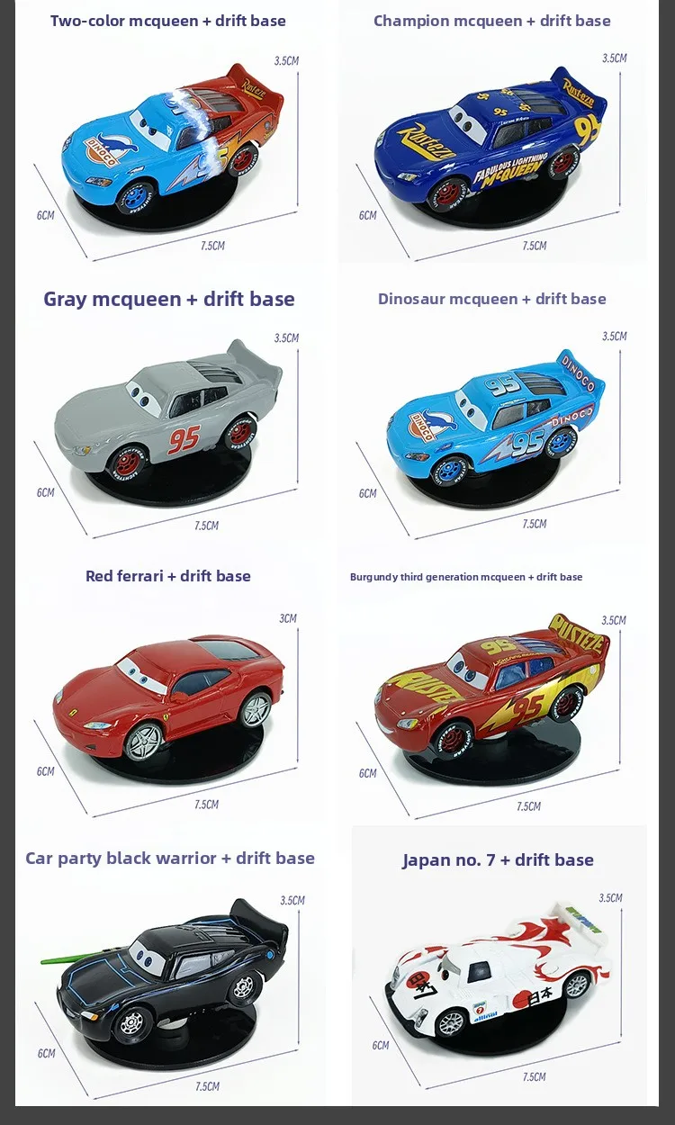 Pixar Cars 3 - Lightning McQueen Drehbares Drift-Ornament für Armaturenbrett und Mittelkonsole, Innendekoration, Spielzeug, Überraschungsgeschenk für Fahrer – Detail 17