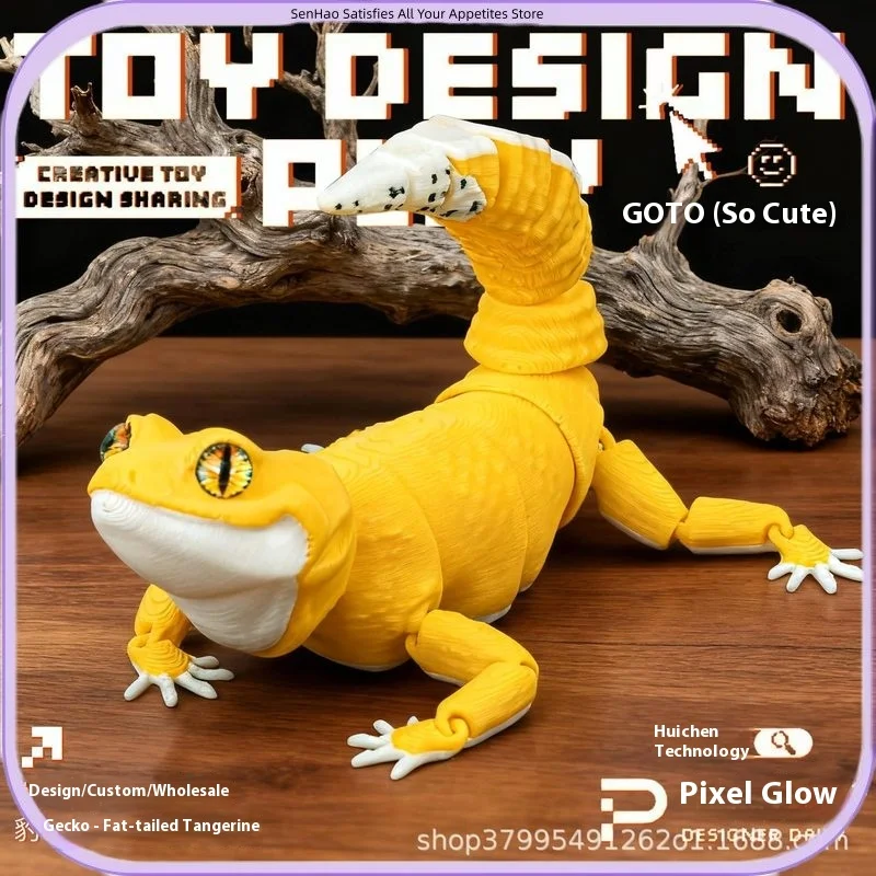 3Dプリント製レオパードゲッコーのおもちゃ、リアルな可動式トカゲアクションフィギュア、ポーズ可能なモデルクラフト、子供向けコレクションギフト、卸売