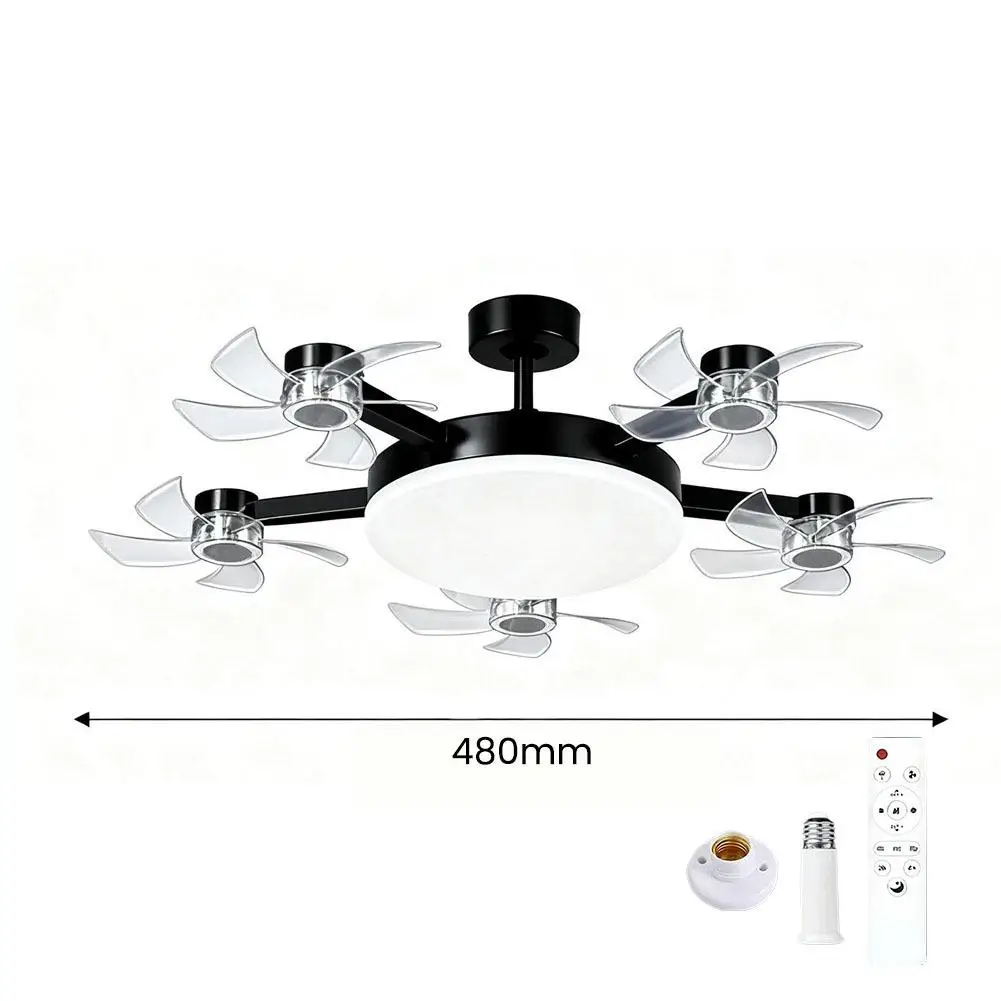 E27 Fan Light 2in1 Drone Design Remote Control Ceiling Lamp 36V for Home Bedroom Silent Restaurant 4/5‑Head Decoration image 3