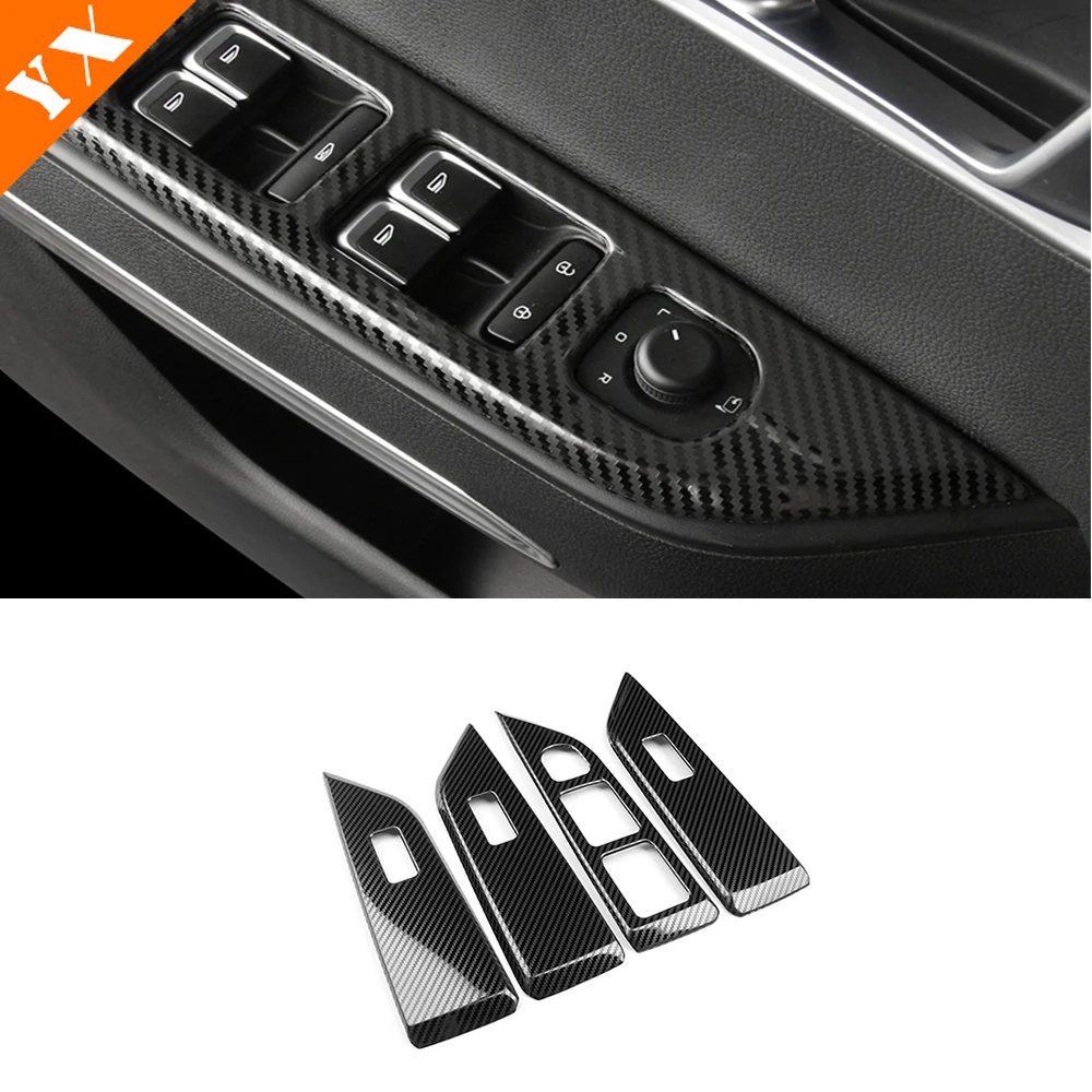 For Geely Accessories Okavango Urban Plus 2020-2023 Carbon Look Car Interior Window Lift Panel Switch Button Cover Sticker Trim