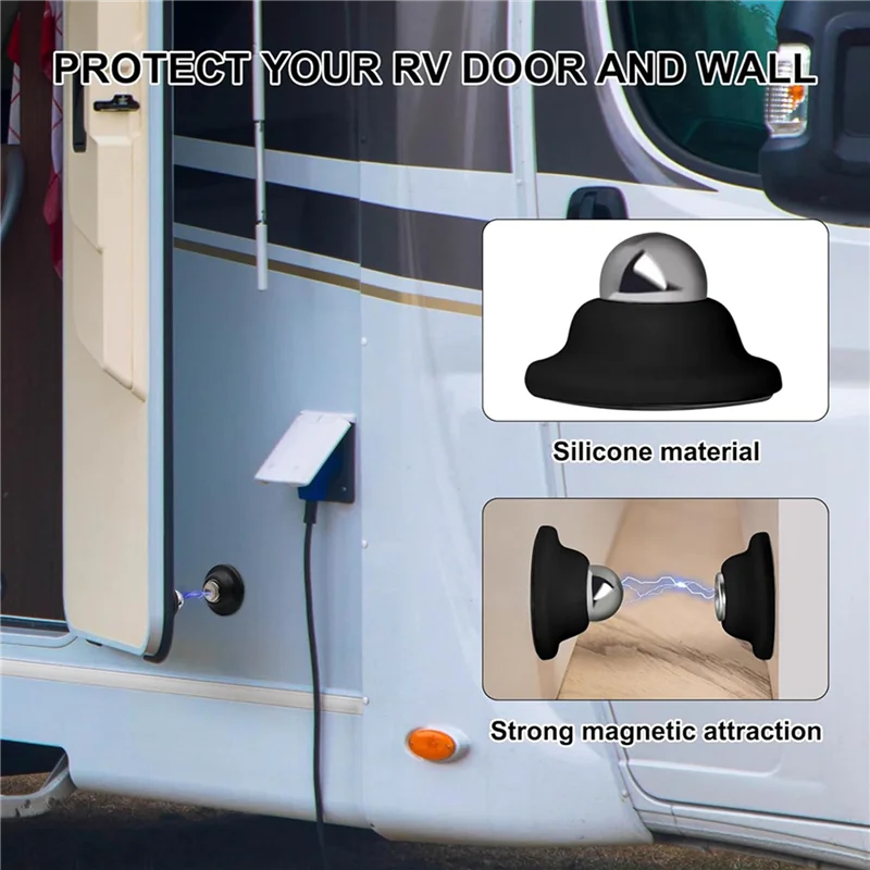 

RV Door Holder 4 Pack, Magnetic Baggage Door Catch For RV, Trailer, Camper, Motor Home, Cargo Trailer Black