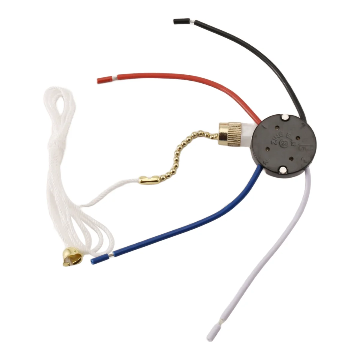 AAA87 Deckenventilator-Schalter-Set, 3 Geschwindigkeiten, 4 Drähte, Lüfterschalter, Reißverschluss-Geschwindigkeitskontrollschalter, ZE-208S Zugdrahtschalter mit Seil, Gold