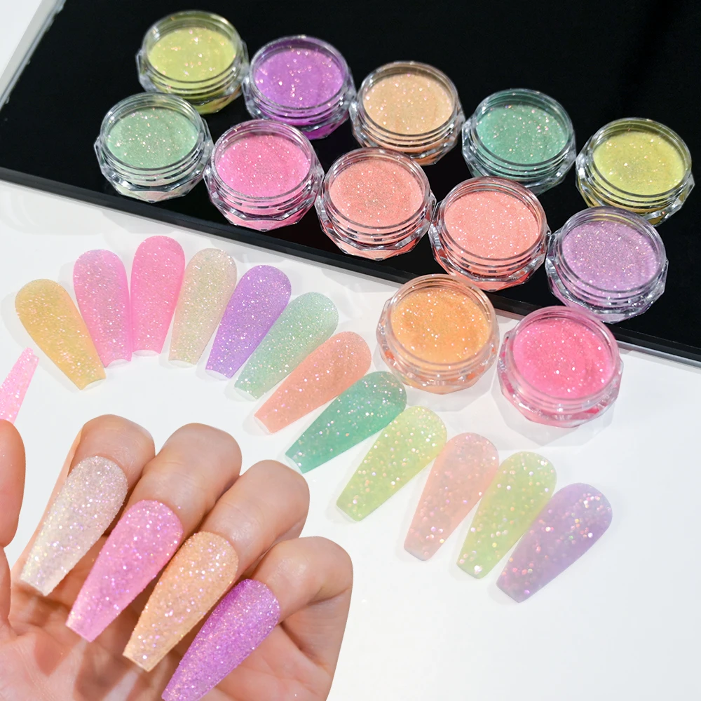 3g/Flasche Nail Art Starlight Zucker pulver 12 bunte Puder bonbons für Maniküre Politur Glitter Maniküre Zubehör