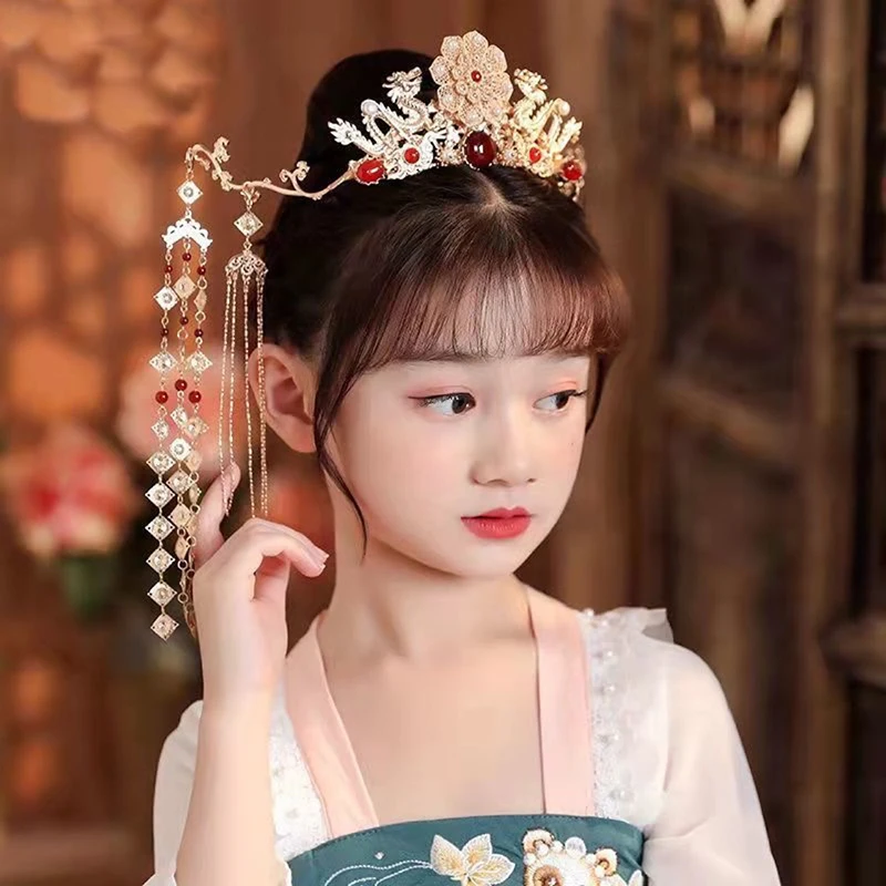 New#Tassel Headband Hanfu Hair Accessories Crowns Tiaras Wedding Party Bridal Headpiece For Xiuhe Dress - view 4