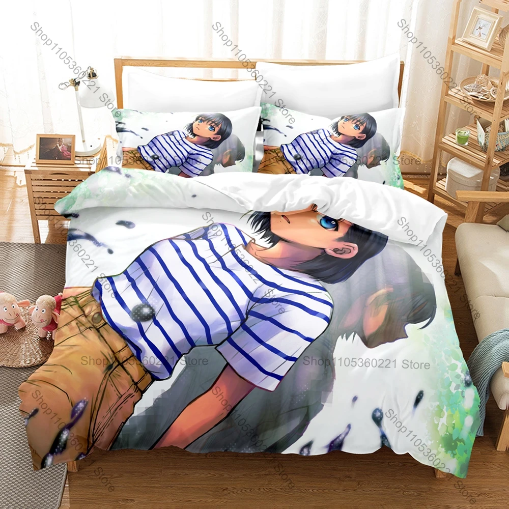 

Mystery Anime Bedding Set, Duvet Cover + 2 Pillowcases, Summer Time Rendering Design Comfortable Home Supplies