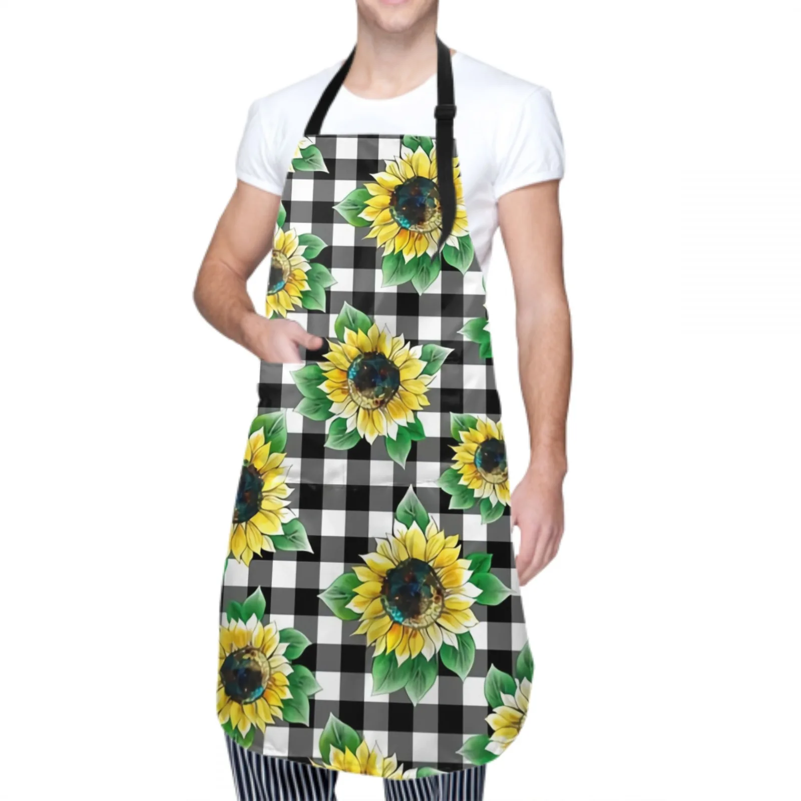 Sunflower Waterproof Apron with 2 Pockets Kitchen Chef Apron Apron for Hair Brushing Cooking Baking Painting Gardening