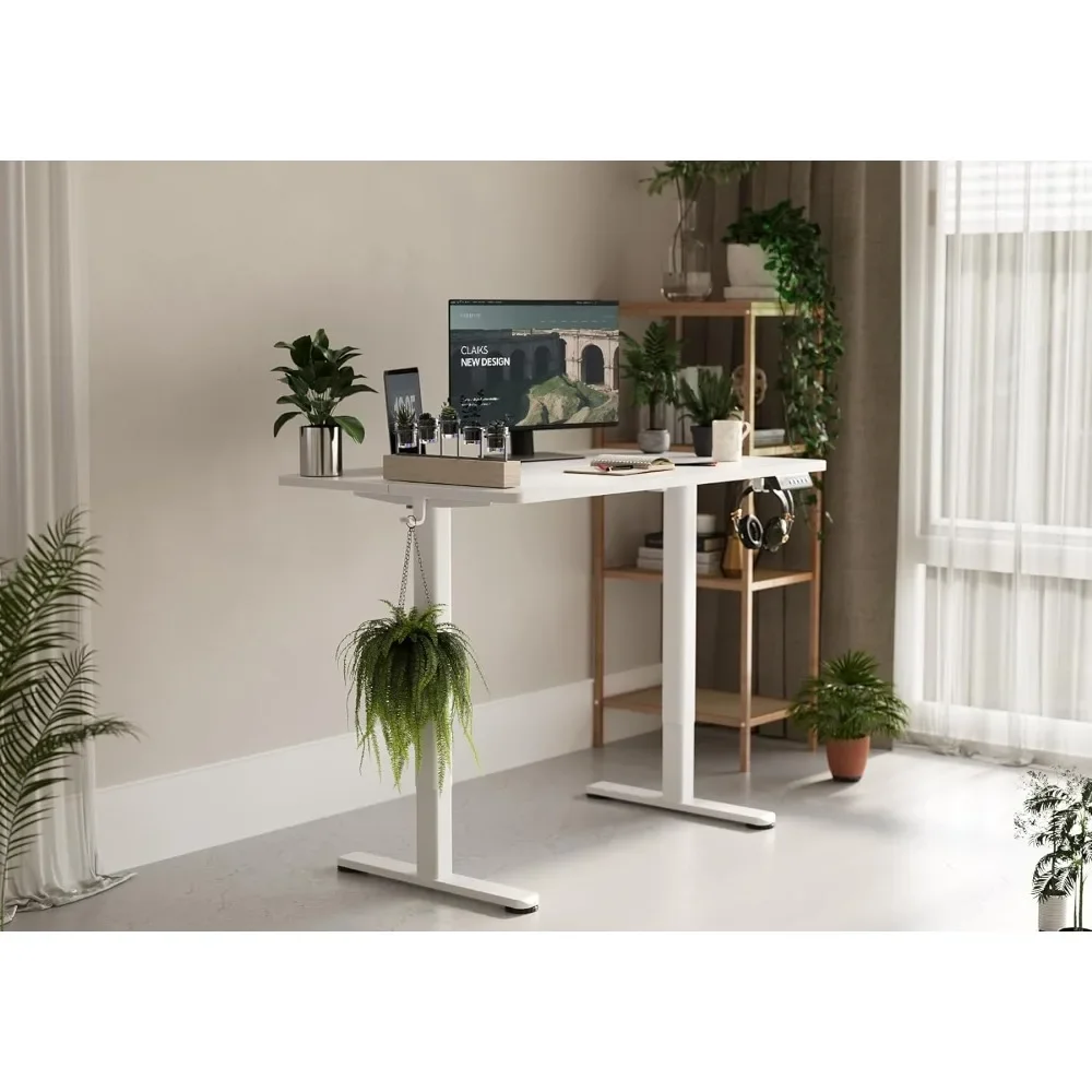 Electric Standing Desk, Adjustable Height Stand Up Desk, 40x24 Inches Sit Stand Home Office Desk with Splice Board, White Frame