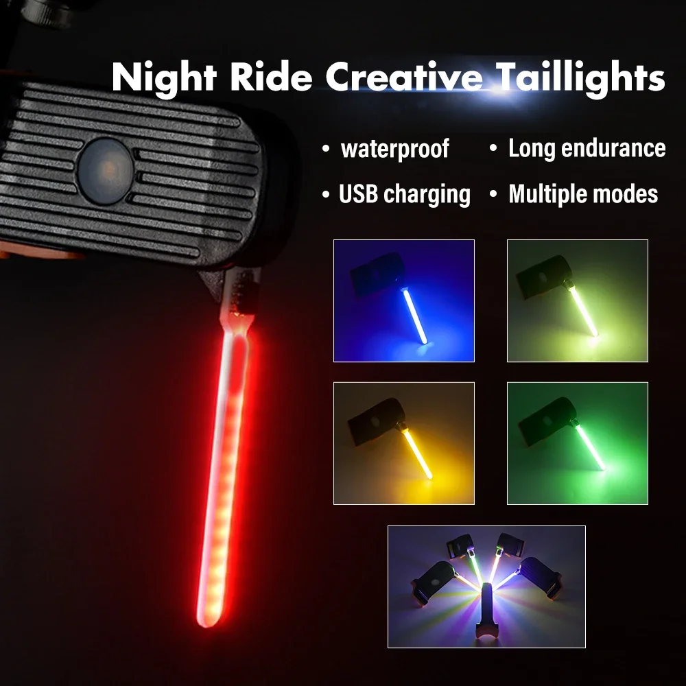 Bicycle rear light Night Ride Creative Taillights bike lamp safety warning lighting USB Charging LED flowing water Type lamp