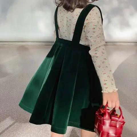 Girls Suspender Dress 2025 Spring Autumn New Children Clothing Corduroy Dress Baby Girls Solid Vest Dress