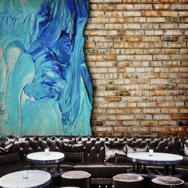 Three-Dimensional Brick Wall Abstract Blue Graffiti Industrial-Style Wall Decoration Customization Poster Storefront Sticker