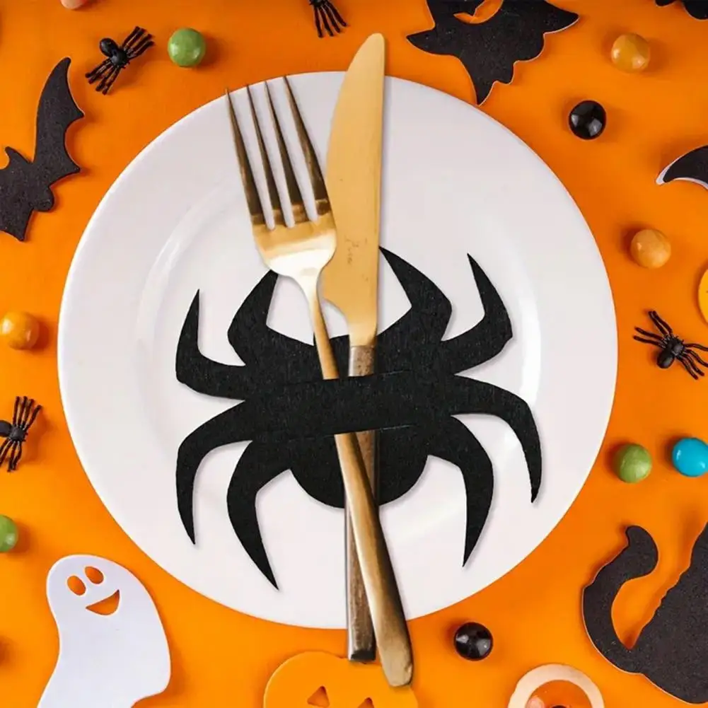Bat Design Fork Holder Halloween Bat Fork Holder Halloween Bat Spoon Fork Holder Set with Spooky Pumpkin Skeleton Ghost Spider