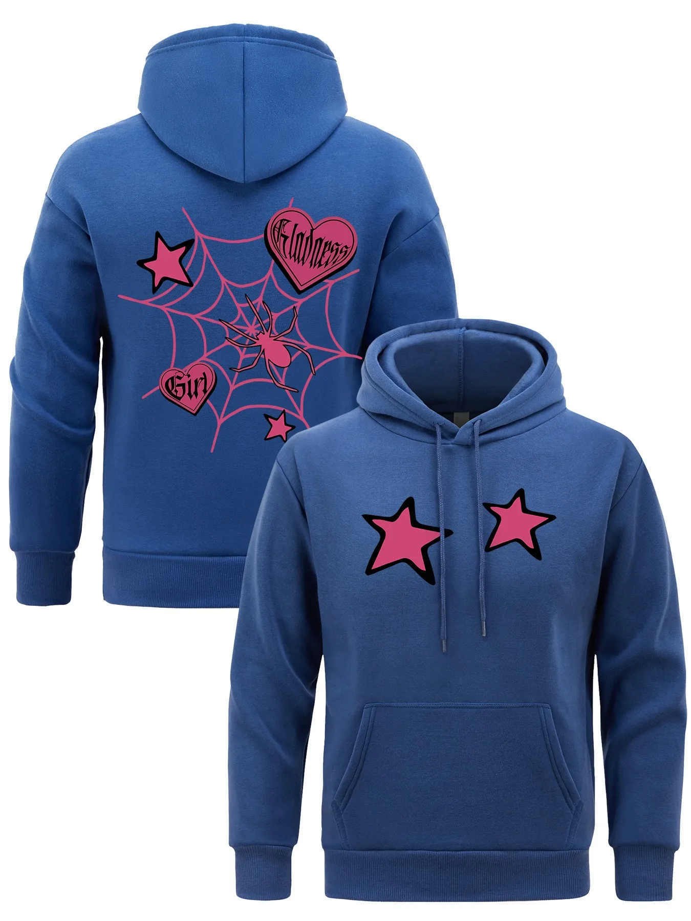 Pink Spider Men Hooded Love five-pointed Star Hoodie Comfortable Hoodies Man Soft Fleece Spring Autumn Clothing