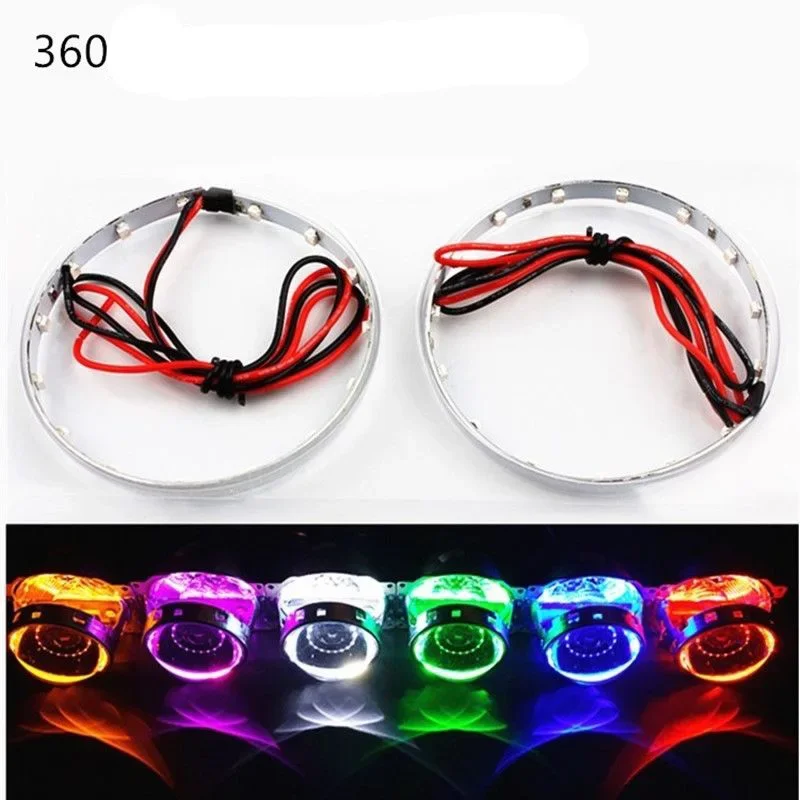 2PCS 360 degree flash LED demon eye COB Angel eye modified car headlights dual light lens 2.5 