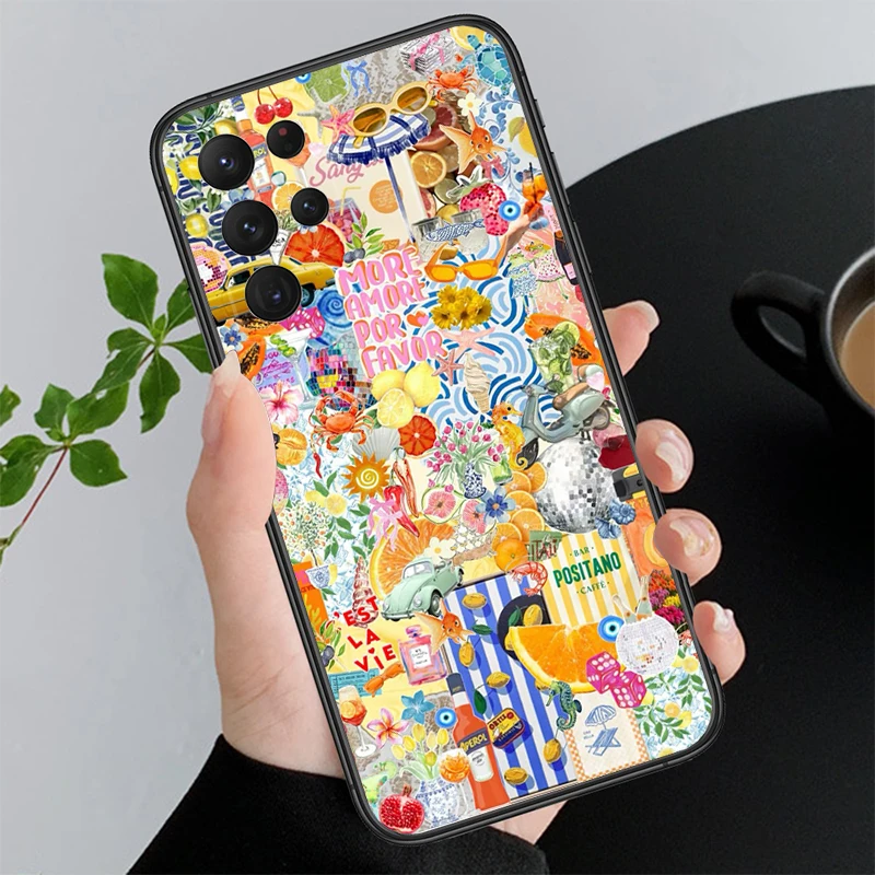 Ocaen شاطئ الليمون FlowerCase لسامسونج غالاكسي A55 A16 A56 A36 A23 A35 A15 A53 A54 A33 A34 A25 A05S A52 A52S A14 A13 A71 #5