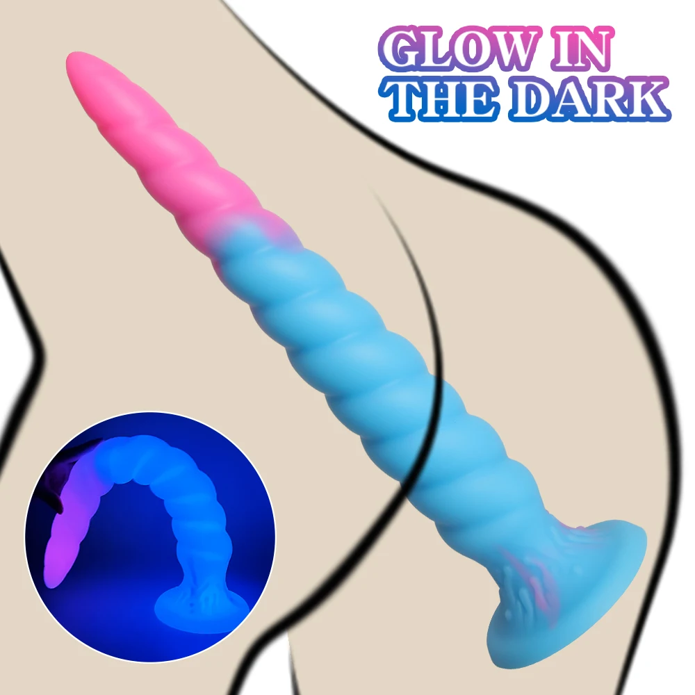 Overlength Luminous Threaded Anal Plug Big Long Butt Plugs Dilatador Anal Dildo for Anus Vagina Masturbation Sex Toy Male Female