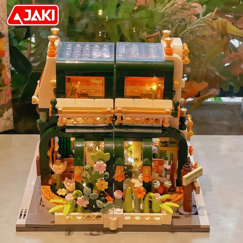 Jaki monet flor casa montagem blocos de construção jardim botânico anime modelo desktop ornamentos colecionáveis presentes do feriado