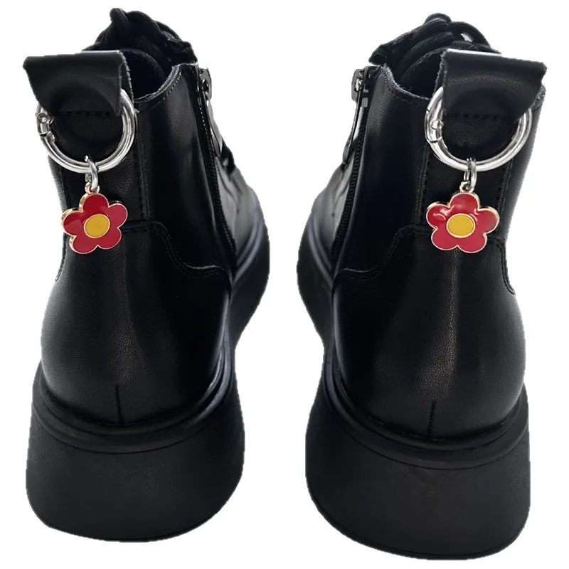 

2pcs Oil-Drip Flower Shoe Buckle Boots Accessory Detachable Pendant Metal Shoe Pendant Small Red Flower Metal Charm Heel Decor