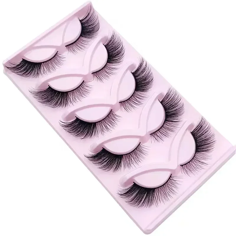 Faux Cils 3D Naturels en Faux Vison, Accessoire de Maquillage, 5 Paires