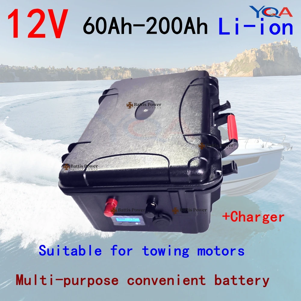 

Batterie au lithium polymère portable, 12V, 60Ah, 80Ah, 100Ah, 120Ah, 150Ah, 180 Ah, 200Ah, moteurs de bateau, banque d'alimenta