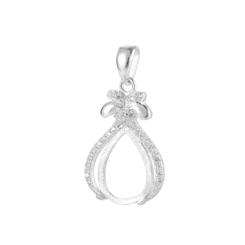 

Pendant Blank (10x14mm Teardrop Blank) 925 Silver Zircon Pendant Setting Cabochon Pendant Base