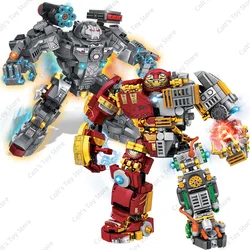 Bloques de construcción de superhéroes, Iron Man, Marvel, vengadores, Hulk, máquina de guerra, Robots blindados, figuras, juegos de modelos, juguetes, regalos para niños