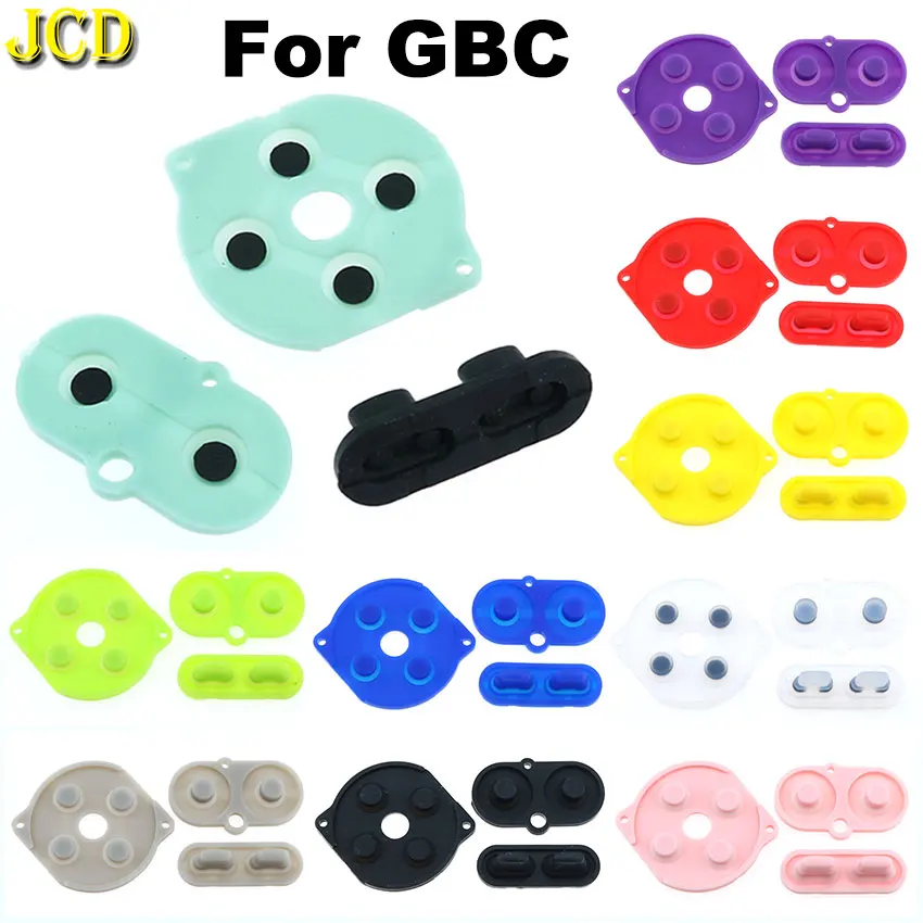 JCD 10 juegos para Game Boy Color GBC consola de juegos carcasa de silicona A-B d-pad inicio selección teclado botón conductor de goma