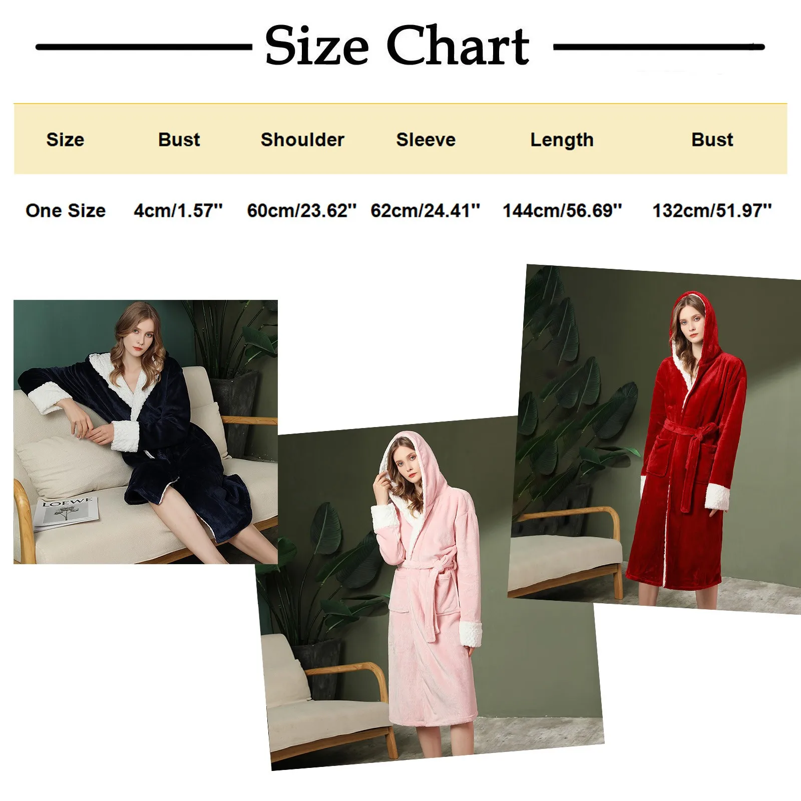 Women Flannel Bathrobe Plush Coat Winter Cozy Housecoat Loungewear Comfortable Thicken Warm Casual Sleepwear Soft Nightgown Spa