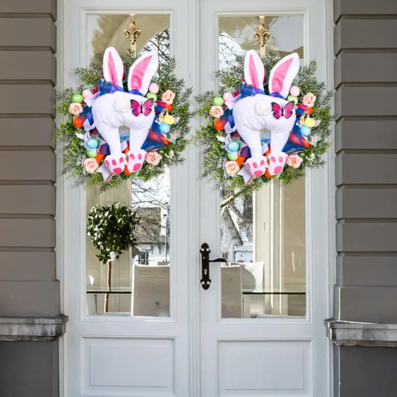 Easterウサギのドアの花輪,easter Bunnyの花輪,家の装飾,壁の装飾,2023