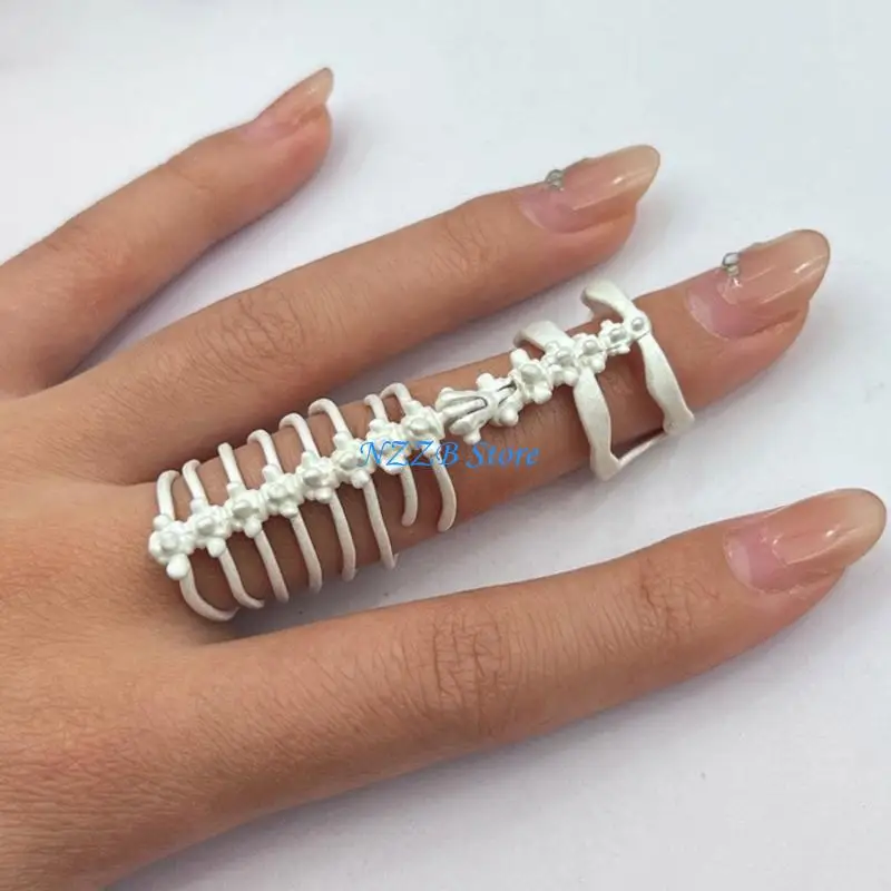 T21F العمود الفقري المفتوح حلقات مجردة أنيقة قابلة للتعديل حلقات العظام سبيكة لارتداء اليومية والمناسبات المختلفة