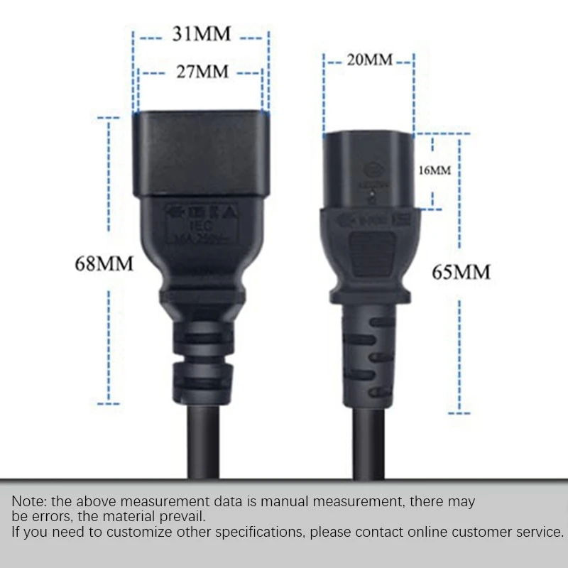 Adaptateur d'extension d'alimentation CA pour PDU UPS, IEC 320, C13 à C20, 1.8m
