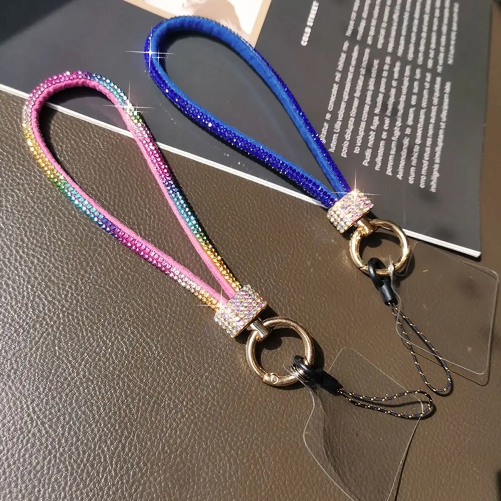 Glitter Keychain Rhinestone Phone Lanyard Bright Bling Bling Wrist Straps Diamond Crystal Anti-lost Rope Phone Accessories