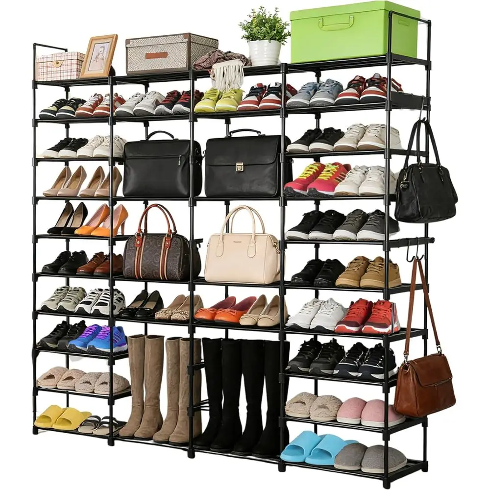 

Extra Large Shoe Rack – 4 Columns × 10 Tiers, Holds Up to 72–80 Pairs – Heavy-Duty Stackable Metal Shoe Organizer or Entryway, C