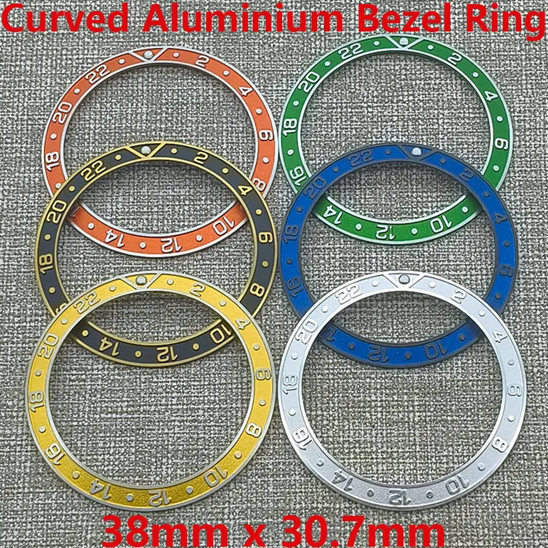 

38mmx30.7mm SKX007 Curved Aluminium Bezel Insert Fits SKX007 SKX009 SRPD SUB Watch NH35 NH36 Movement Men Watch Bezel Ring Parts